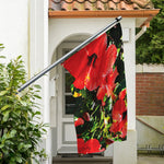 Red Hibiscus Flowers Print Polyester Flag