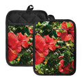 Red Hibiscus Flowers Print Pot Holders With Pocket