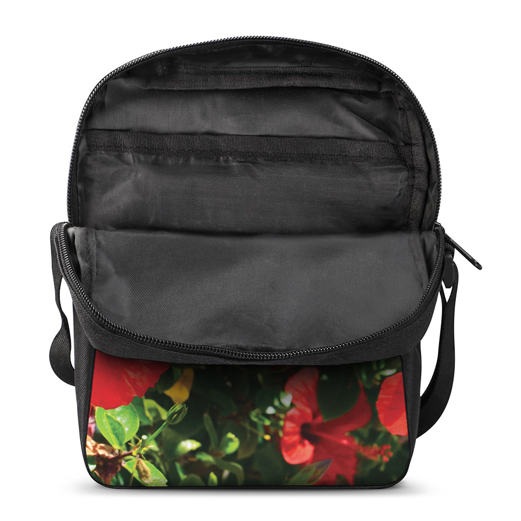 Red Hibiscus Flowers Print Rectangular Crossbody Bag