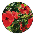 Red Hibiscus Flowers Print Round Floor Mat