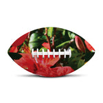 Red Hibiscus Flowers Print Rugby Ball
