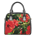 Red Hibiscus Flowers Print Shoulder Handbag