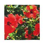 Red Hibiscus Flowers Print Silk Bandana