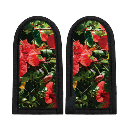 Red Hibiscus Flowers Print Skillet Handle Cover