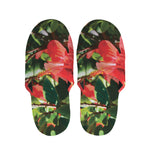 Red Hibiscus Flowers Print Slippers