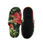 Red Hibiscus Flowers Print Slippers
