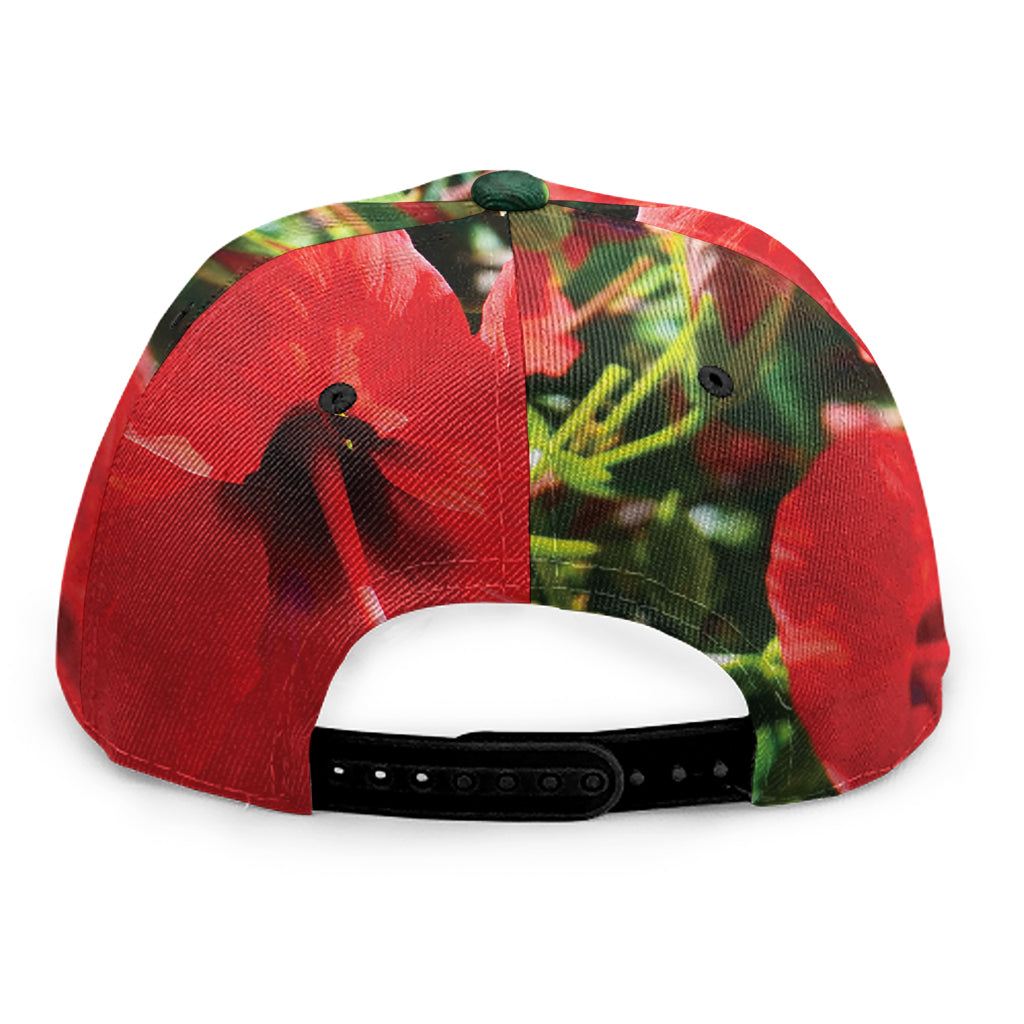 Red Hibiscus Flowers Print Snapback Cap