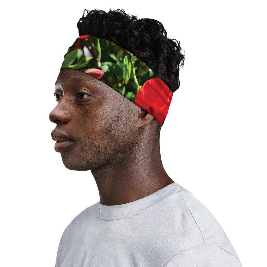 Red Hibiscus Flowers Print Sports Headband