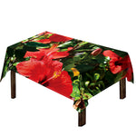 Red Hibiscus Flowers Print Tablecloth