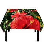Red Hibiscus Flowers Print Tablecloth