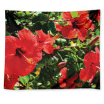 Red Hibiscus Flowers Print Tapestry
