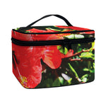 Red Hibiscus Flowers Print Travel Makeup Bag