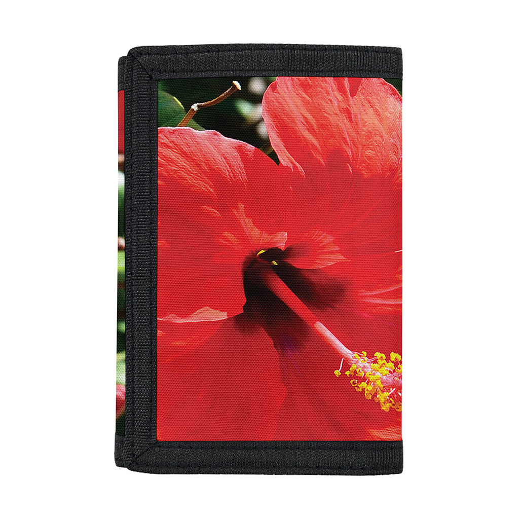 Red Hibiscus Flowers Print Trifold Wallet