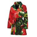 Red Hibiscus Flowers Print Women's Bathrobe