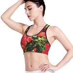 Red Hibiscus Flowers Print Women's Sports Bra