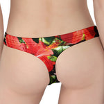 Red Hibiscus Flowers Print Women's Thong