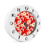 Red Hibiscus Plumeria Pattern Print Alarm Clock