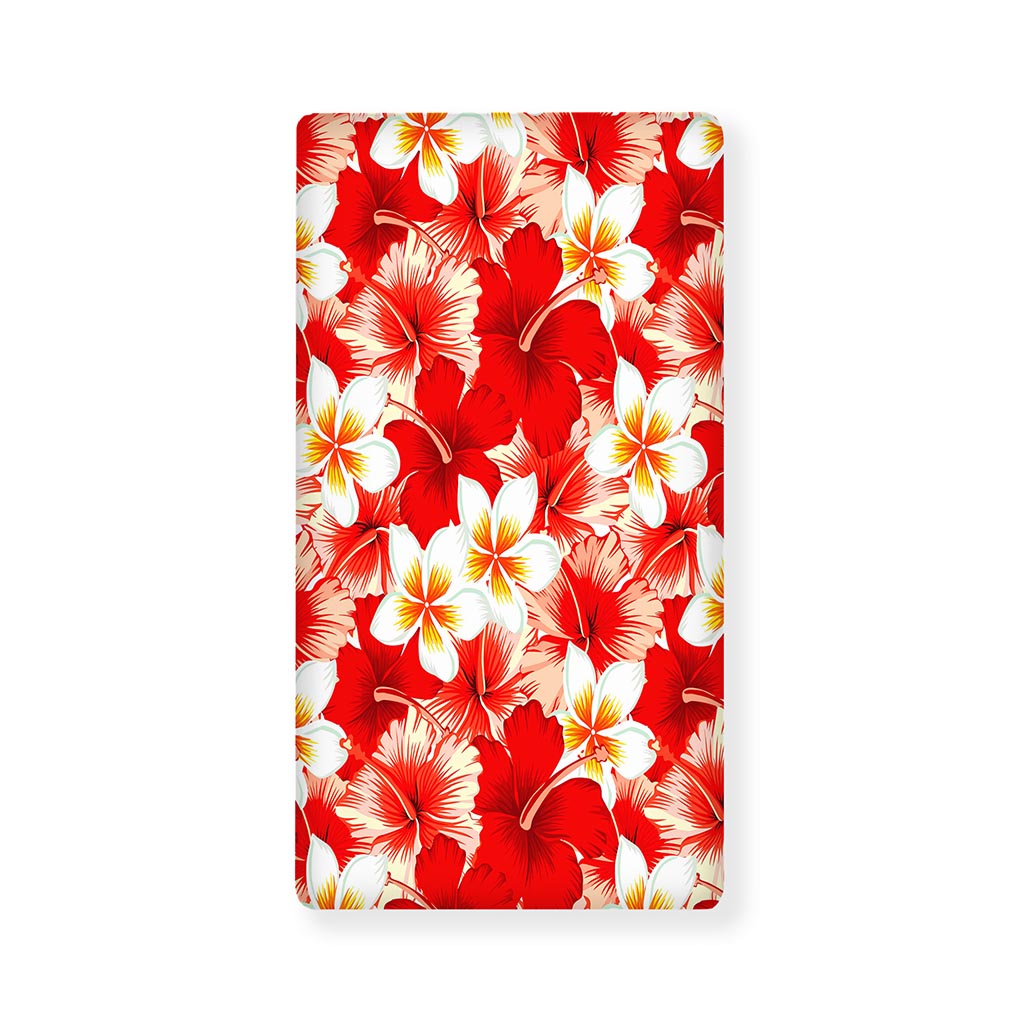Red Hibiscus Plumeria Pattern Print Baby Crib Sheet