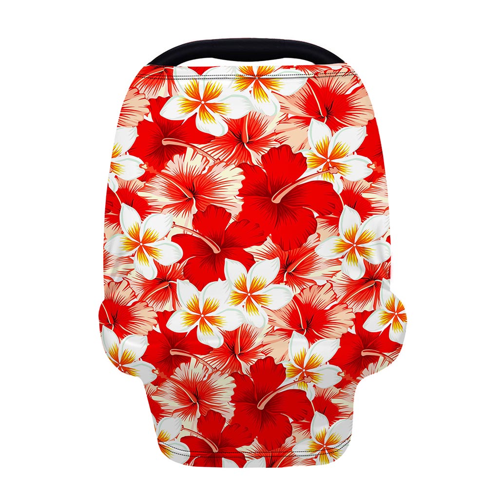 Red Hibiscus Plumeria Pattern Print Baby Seat Cover