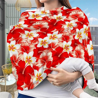 Red Hibiscus Plumeria Pattern Print Baby Seat Cover