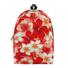 Red Hibiscus Plumeria Pattern Print Backpack