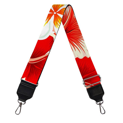 Red Hibiscus Plumeria Pattern Print Bag Strap