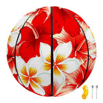 Red Hibiscus Plumeria Pattern Print Basketball