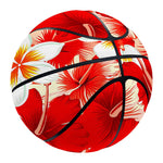 Red Hibiscus Plumeria Pattern Print Basketball