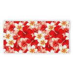 Red Hibiscus Plumeria Pattern Print Beach Towel