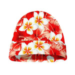 Red Hibiscus Plumeria Pattern Print Beanie
