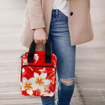 Red Hibiscus Plumeria Pattern Print Bible Tote Bag