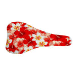 Red Hibiscus Plumeria Pattern Print Bicycle Seat Cover