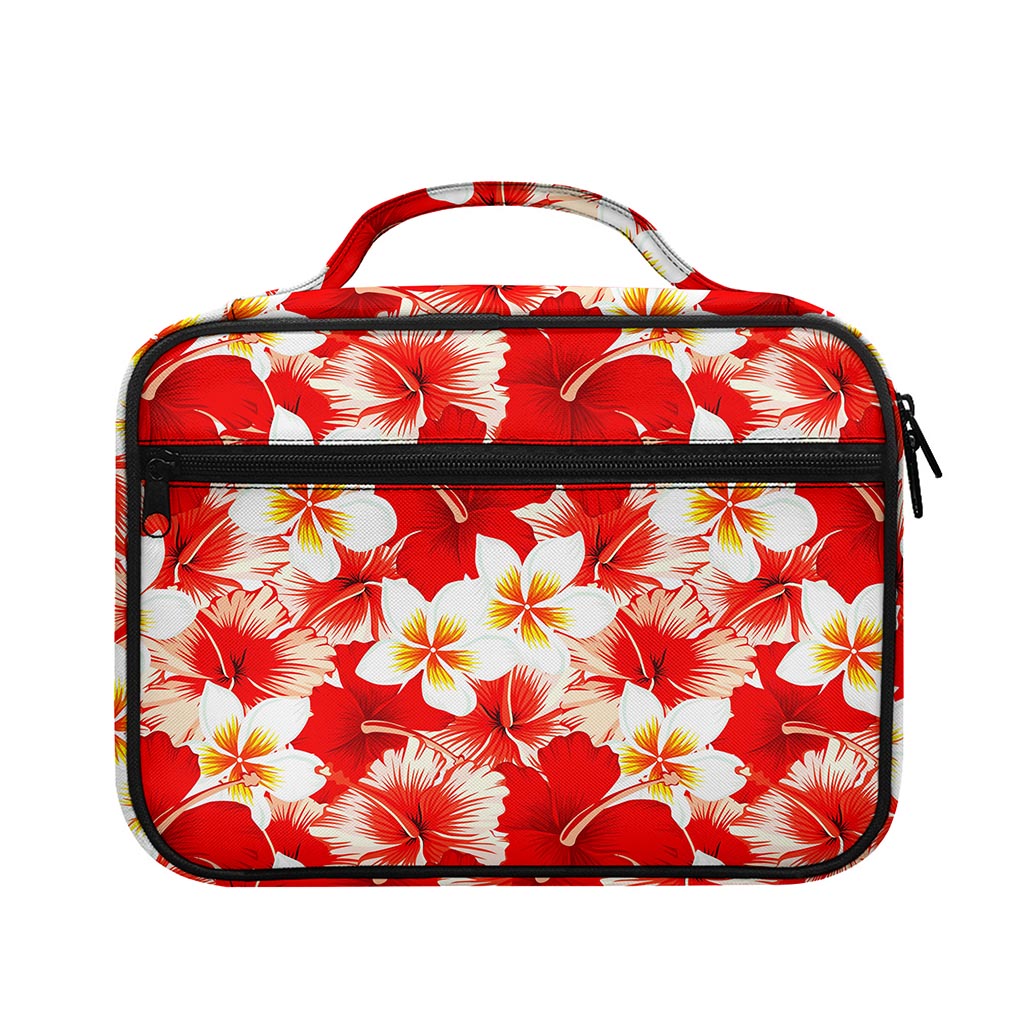 Red Hibiscus Plumeria Pattern Print Briefcase Bible Bag