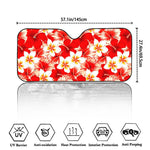 Red Hibiscus Plumeria Pattern Print Car Windshield Sun Shade