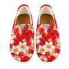 Red Hibiscus Plumeria Pattern Print Casual Shoes