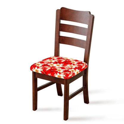 Red Hibiscus Plumeria Pattern Print Chair Cushion Cover