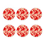 Red Hibiscus Plumeria Pattern Print Coaster Set
