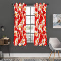 Red Hibiscus Plumeria Pattern Print Grommet Curtain Panels