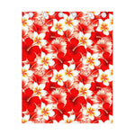 Red Hibiscus Plumeria Pattern Print Curtain