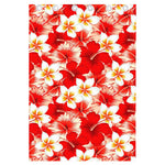Red Hibiscus Plumeria Pattern Print Curtain