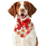 Red Hibiscus Plumeria Pattern Print Dog Bandana