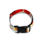 Red Hibiscus Plumeria Pattern Print Dog Collar
