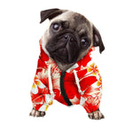 Red Hibiscus Plumeria Pattern Print Dog Zip Up Hoodie