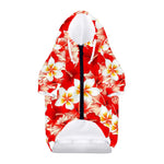 Red Hibiscus Plumeria Pattern Print Dog Zip Up Hoodie