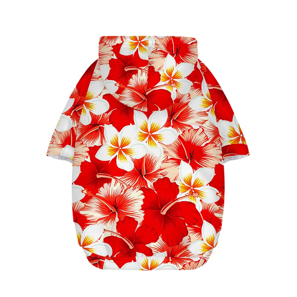 Red Hibiscus Plumeria Pattern Print Dog Zip Up Hoodie