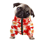 Red Hibiscus Plumeria Pattern Print Dog Zip Up Jacket