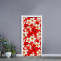 Red Hibiscus Plumeria Pattern Print Door Sticker