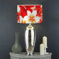 Red Hibiscus Plumeria Pattern Print Drum Lamp Shade