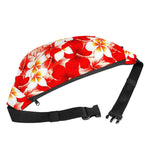Red Hibiscus Plumeria Pattern Print Fanny Pack