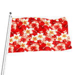 Red Hibiscus Plumeria Pattern Print Flag